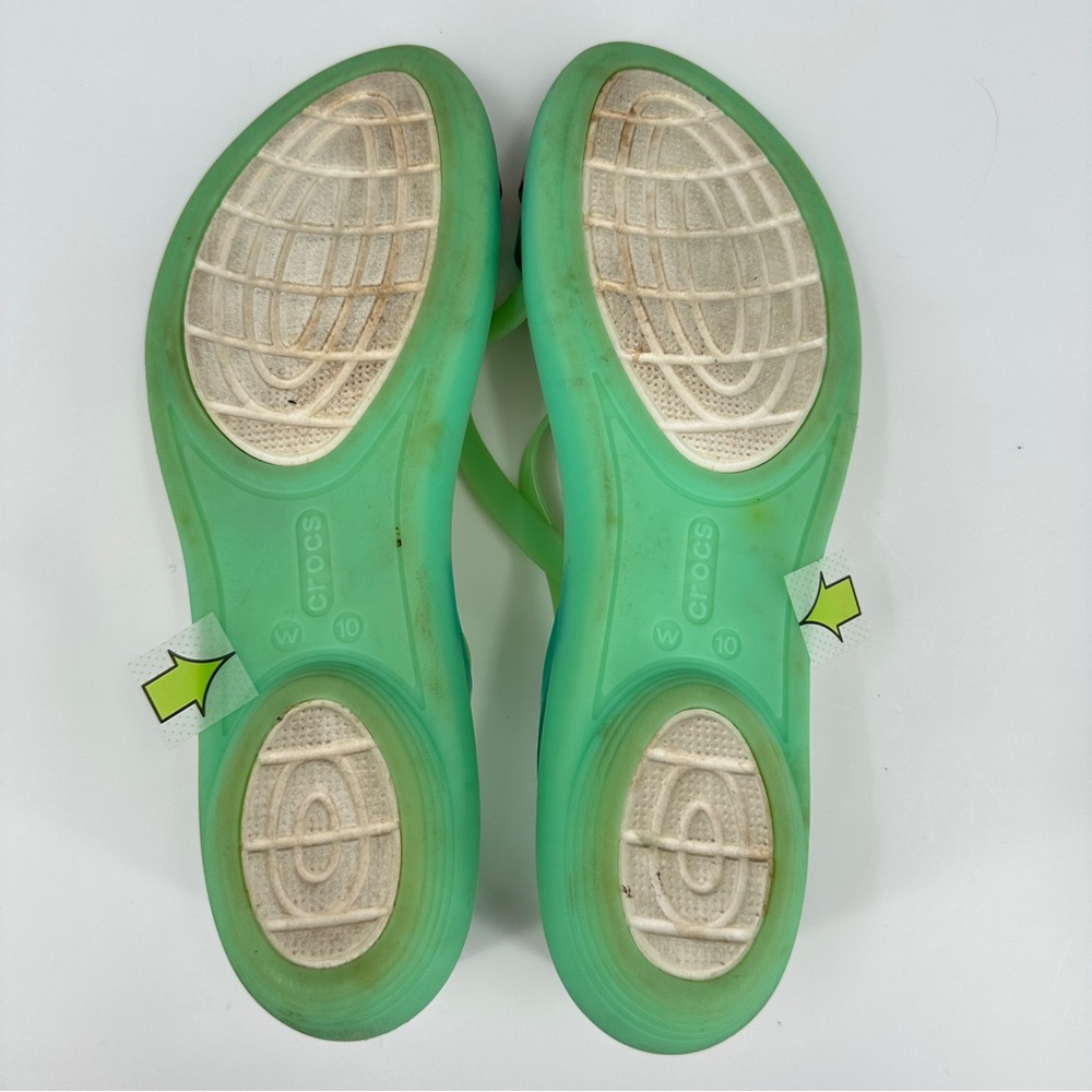 Crocs Isabella Strappy Jelly Slip On Sandals Womens 10 Green Flats Shoes 205150 - Picture 14 of 15